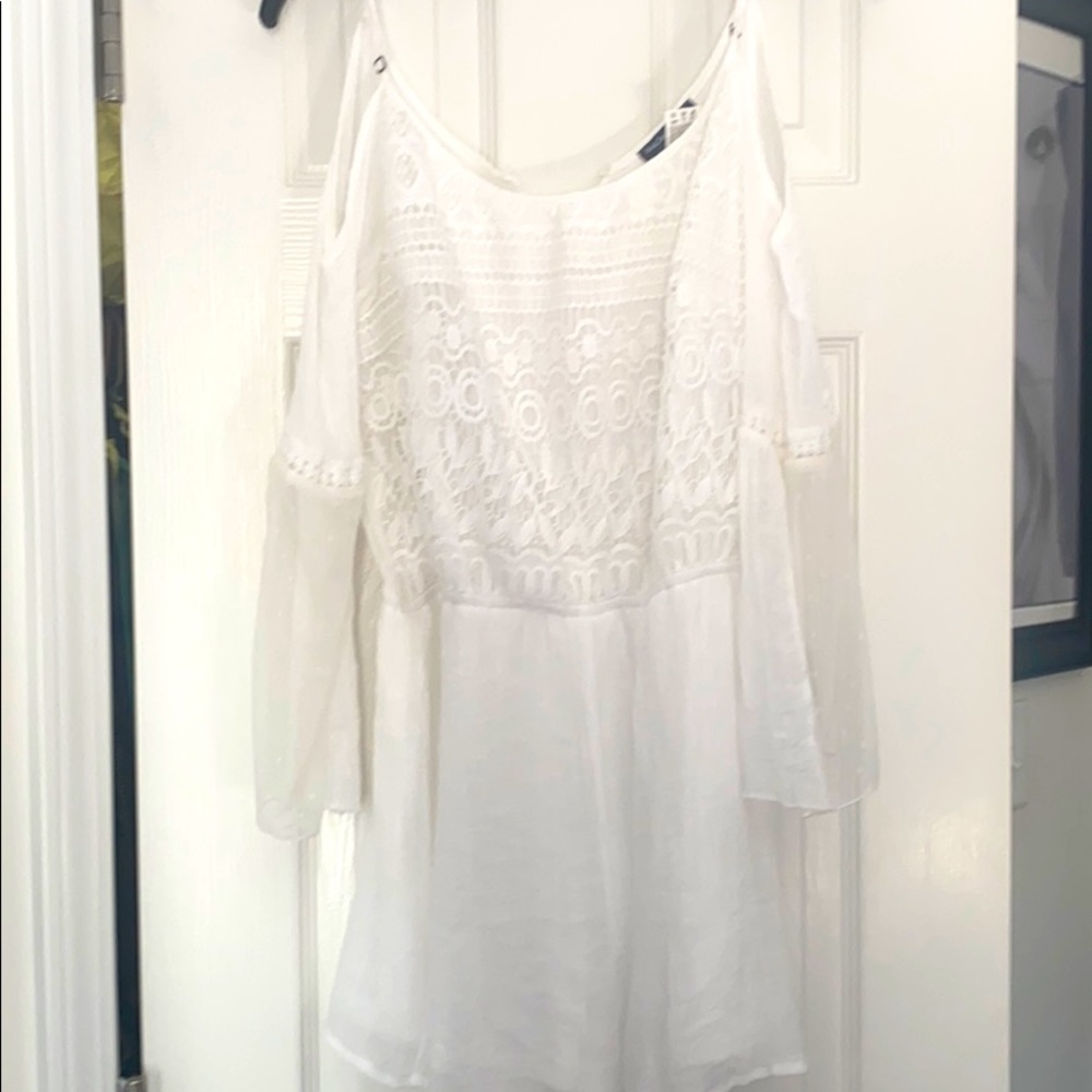 White off shoulder with shoulder strap shirt